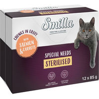 Produktbild von Smilla Katzen Nassfutter Sterilised Lachs mit Karotten Stückchen in Sauce Adult 12 x 85 g - 12 x 85 g