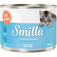 Produktbild von Smilla Kitten Nassfutter Lachs Getreidefrei und Ohne Zucker 24 x 200 g - 1 kg