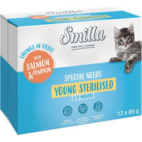 Produktbild von Smilla Kitten Nassfutter Lachs mit Kürbis Stückchen in Sauce Getreidefrei 12 x 85 g - 12 x 85 g
