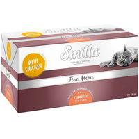 Produktbild von Smilla Schale Fine Menu Huhn Lachs Spinat Katzenfutter getreidefrei 8 x 100 g - 8 x 100 g