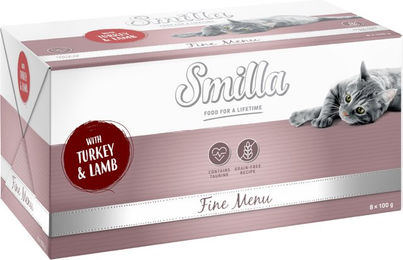 Produktbild von Smilla Schale Fine Menu Katzenfutter Pute und Lamm 8 x 100 g getreidefrei und laktosefrei - 8 x 100 g