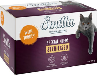 Produktbild von Smilla Schale Sterilised Katzenfutter Adult Pute Getreidefrei 6 x 100 g - 6 x 100 g