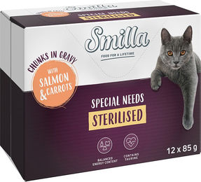 Produktbild von Smilla Sterilised Häppchen in Sauce Lachs und Karotten 24 x 85 g - 24 x 85 g