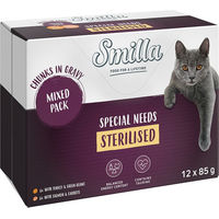 Produktbild von Smilla Sterilised Katzen Nassfutter Mixpaket Lachs und Pute mit Gemüse in Sauce 12 x 85 g - 12 x 85 g