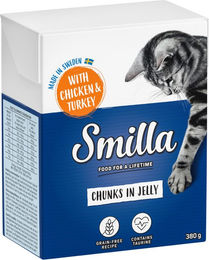 Produktbild von Smilla Tetra Häppchen Katzenfutter Huhn und Pute in Gelee, getreidefrei, 24 x 380 g