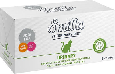 Produktbild von Smilla Veterinary Diet Urinary Nassfutter für Katzen Adult Pute und Kalb Mixpaket 8 x 100 g - 8 x 100 g