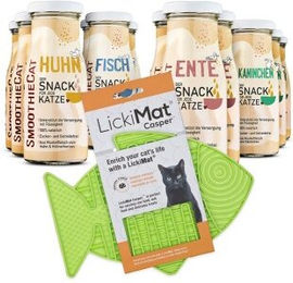 SmoothieCat Mix Creme mit Huhn Ente Fisch oder Kaninchen und Lickimat Grün 12x150 g für Katzen – Bild 1 von 2
