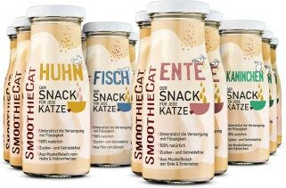 SmoothieCat Mix Flüssiges Katzenleckerli Hypoallergen mit Huhn Ente Fisch und Kaninchen 12x150 g – Bild 1 von 2