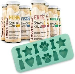 SmoothieCat Mix Leckerli für Katzen mit Huhn Ente Fisch und Kaninchen inklusive Eiswürfelform 8x150 g – Bild 1 von 3
