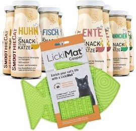 SmoothieCat Mix mit Lickimat Grün 8x150 g Creme für Katzen – Bild 1 von 2