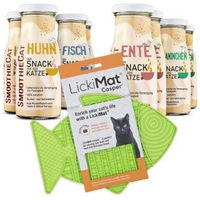 Produktbild von SmoothieCat Mix mit Lickimat Grün 8x150 g Creme für Katzen
