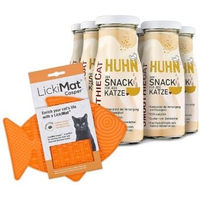 Produktbild von SmoothieDog Flüssignahrung Huhn für Hunde 6x 150 ml mit Lickimat Orange - 6 x 150 ml