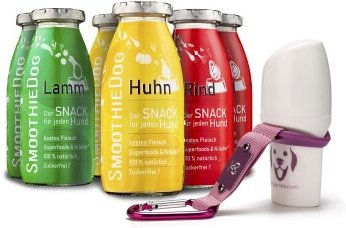 SmoothieDog Hundesmoothie 6er Mix Klassik Lamm Rind Huhn getreidefrei und zuckerfrei 6x 250 ml mit Doggyroller Rosa Gr. M - 6 x 250 ml – Bild 1 von 6