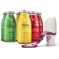 Produktbild von SmoothieDog Hundesmoothie 6er Mix Klassik Lamm Rind Huhn getreidefrei und zuckerfrei 6x 250 ml mit Doggyroller Rosa Gr. M - 6 x 250 ml