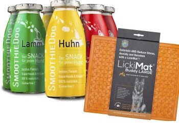SmoothieDog Hundesmoothie Klassik Mix Lamm Rind Huhn 6x 250 ml mit Lickimat Orange für alle Hunde getreidefrei glutenfrei ohne Zucker - 6 x 250 ml – Bild 1 von 8