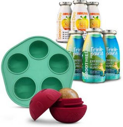 SmoothieDog Hundesmoothie Set mit Trinkpause Ente und Immunio Rind sowie befüllbarer Schleckball aus Naturkautschuk in Grün – Bild 1 von 12