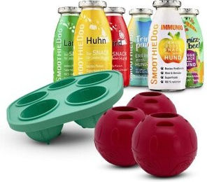 SmoothieDog Intelligenzspielzeug Set mit Schleckball aus Naturkautschuk und 6x 250 ml Smoothie Mix für Hunde aller Altersstufen – Bild 1 von 3