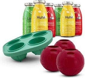 SmoothieDog Klassik Funktionssnack für Hunde mit Huhn Lamm und Rind 6x 250 ml sowie 3 bunte Schleckbälle aus Naturkautschuk – Bild 1 von 3