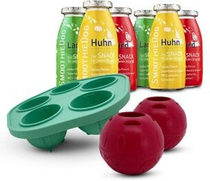 SmoothieDog Klassik Funktionssnack für Hunde mit Huhn Lamm und Rind sowie 2 bunte Schleckbälle aus Naturkautschuk 6x 250 ml – Bild 1 von 3