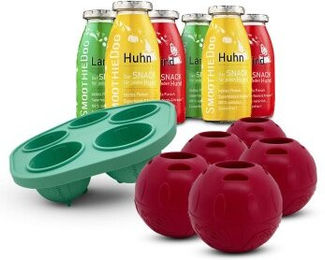 SmoothieDog Klassik Hund Smoothie Set mit 6x 250 ml und 5 bunten Schleckbällen aus Naturkautschuk für alle Altersstufen – Bild 1 von 2