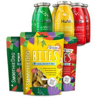 Produktbild von SmoothieDog Klassik Set mit Smoothies und Bites für Hunde getreidefrei und ohne Zucker mit Huhn Lamm und Rind 6x 250ml und 3x 40g