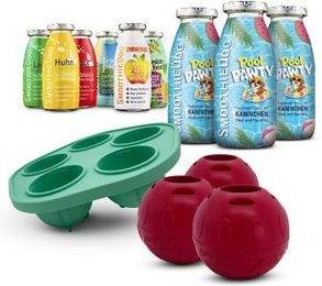 SmoothieDog Summer-Edition Funktionssnack Mix-Paket für Hunde ohne Zucker mit Huhn Lamm Rind Ente Kaninchen und 3 Schleckbällen 2250 ml – Bild 1 von 3
