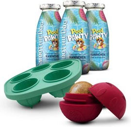 SmoothieDog Summer-Edition Kaninchen Intelligenzspielzeug aus Naturkautschuk ohne Zucker und Monoprotein 3x 250 ml plus Schleckball bunt – Bild 1 von 3