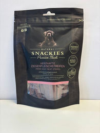 Produktbild von Snackies Herzhafte Ziegenfleischstreifen Trockenfleisch Hypoallergen Monoprotein Getreidefrei Ohne Zucker 170g