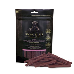 Produktbild von Snackies Trockenfleisch Feine Straussenfleischstreifen 150g für Hunde und Katzen