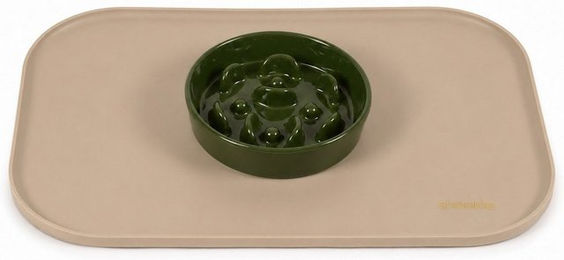 SNOEKIE Benny Napfunterlage für Hunde und Katzen aus Silikon in Beige 44 x 27 cm wasserabweisend und rutschhemmend mit Anti-Verschütt-Rand – Bild 1 von 1