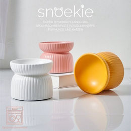 SNOEKIE Erhöhter Futternapf aus Porzellan für erwachsene Haustiere Weiß 12.8x12.8x10.5cm – Bild 1 von 2