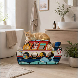 SNOEKIE Katzenhöhle mit Kratzbrett aus Wellpappe und MDF für erwachsene Katzen – Bild 1 von 3