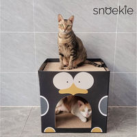 Produktbild von SNOEKIE Katzenhöhle Würfel-Kratzbrett aus Wellpappe für erwachsene Katzen in Schwarz