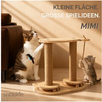Produktbild von SNOEKIE Katzenspielzeug Mimi aus Naturholz mit Sisal-Kratzstämmen, Kugelbahnen und Feder, 39 x 26 x 36 cm