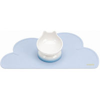 Produktbild von SNOEKIE Keramik Futternapf für Katzen mit Napfunterlage im Set Blau