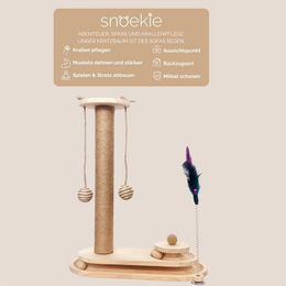 SNOEKIE Kratzbaum aus Holz für Katzen in Natur und Beige – Bild 1 von 2