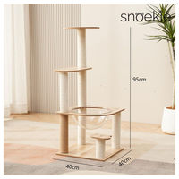 Produktbild von SNOEKIE Kratzbaum aus Naturholz mit transparentem Acryl-Aussichtskorb in Beige