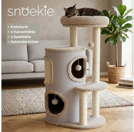 SNOEKIE Kratzbaum für Katzen mit Höhle und Liegemulde aus Plüsch 92cm – Bild 1 von 2