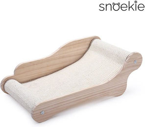 SNOEKIE Kratzbrett aus Holz mit Sisal in Beige und Weiß für Katzen aller Altersstufen Größe L – Bild 1 von 2