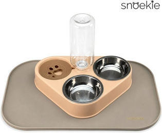 SNOEKIE Milo 3-in-1 Futterstation für Katzen und kleine Hunde mit 2 Edelstahlnäpfen und Wasserspender inklusive Silikonmatte – Bild 1 von 1