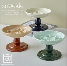 Snoekie Porzellan Haustiernapf Slow Feeder Erhöhtes Anti-Schling-Design Grün 17x17x11cm – Bild 1 von 4