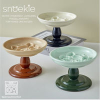 Produktbild von Snoekie Porzellan Haustiernapf Slow Feeder Erhöhtes Anti-Schling-Design Grün 17x17x11cm