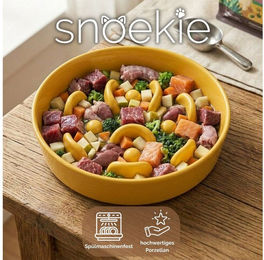 SNOEKIE Slow Feeder Anti-Schling-Napf aus Porzellan für Hunde und Katzen Gelb 15x15x3.5cm – Bild 1 von 3