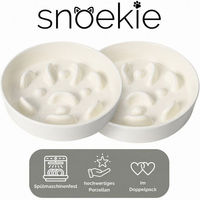 Produktbild von SNOEKIE Slow Feeder Anti-Schling-Napf aus Porzellan für Hunde und Katzen Weiß 15x15x3.5cm