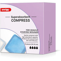 Produktbild von Snögg Superabsorbent COMPRESS Kompressen für Pferde, Hunde und Katzen Blau 10 x 10 cm