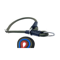 Produktbild von Soft Cord Hundehalsband mit Zugbegrenzung aus Nylon in Oliv XS 40cm mit Textilverstärkung und Leder-Endkappen - 40 cm