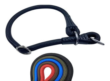 Soft Cord Hundehalsband mit Zugbegrenzung aus Nylon in Schwarz S 45cm wetterfest und textilverstärkt - 45 cm – Bild 1 von 6