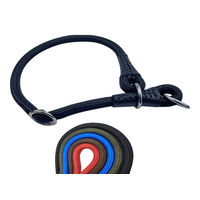 Produktbild von Soft Cord Hundehalsband mit Zugbegrenzung aus Nylon in Schwarz S 45cm wetterfest und textilverstärkt - 45 cm