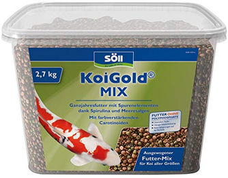 Produktbild von Söll KoiGold Mix Koifutter in Pelletform mit Spirulina und Meeresalgen 7 l - 2,4 kg