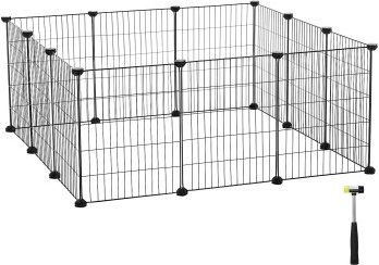 SONGMICS DIY Freilauf aus Metall für Kaninchen und Hamster in Schwarz – Bild 1 von 3